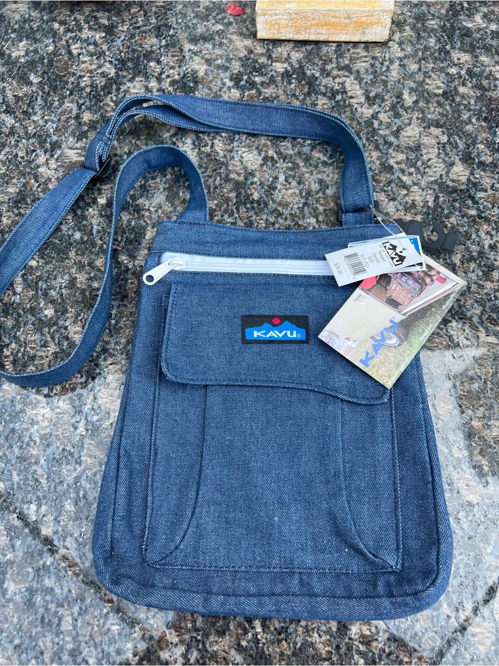 KAVU Blue Denim Crossbody  Bag Mini Messenger Travel Lightweight  NEW